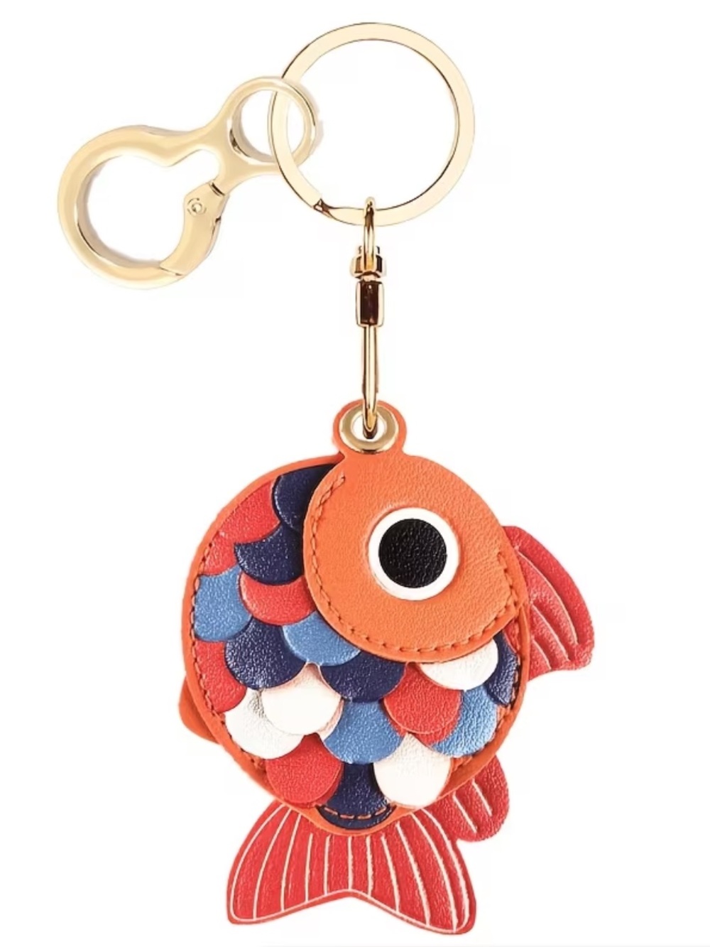 Colorful Fish AirTag Holder Keychain Faux Leather Bag Charm New